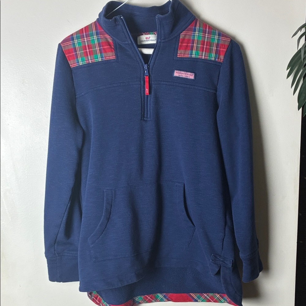Vintage Vineyard Vines Navy Shirt with Colorful Plaid Accent​